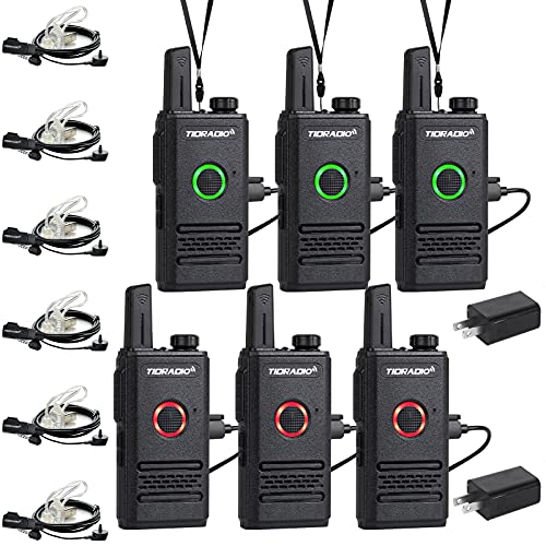 TIDRADIO M6 2 Way Radios Walkie Talkies Rechargeable, Portable Two Way Radios Long Range with Rechargeable 1500mAh Battery, Air Acoustic Tube Earpiece, for Adult, Business, Family (6 Pack)