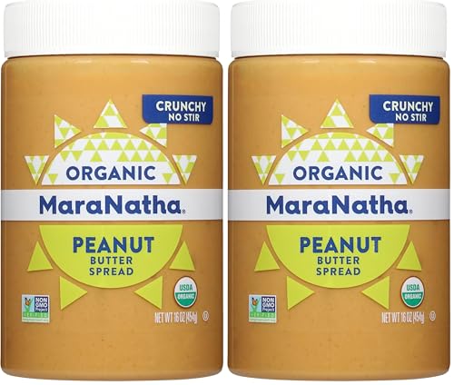 Image of Maranatha Organic No-Stir Crunchy Peanut Butter Spread 16 Ounce (Pack of 2)