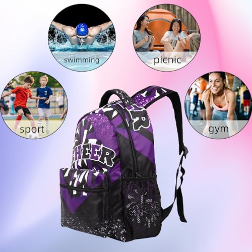 Image of Cheer Backpack for Cheerleaders, Cheerleading Gifts for Teams, Cheerleader Backpack for Women (Black&Purple)