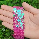 “Länge 4,5 m, Breite 4,8 cm, elastisches Paillettenband zum Nähen, Kleid, Tanzkostüme, Stirnband (Rosa)