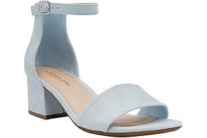 Women's Sky Blue Slip-On Comfort Heel Sandals - Nikki Low Two-Piece Block Heels