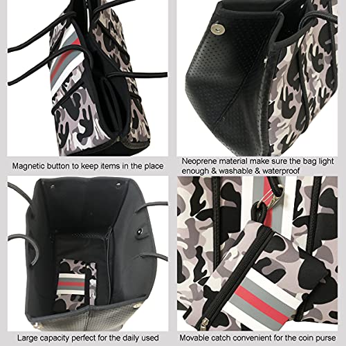 Woman Neoprene Beach Tote Bag - TRANBO Large Sand proof Handbags with Wristlet for Summer Vacation Pool Beach Gym2