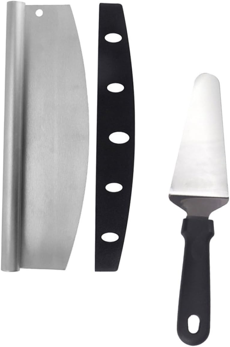 CHILDWEET Pizza Cutter Set 2pcs Stainless Steel Wheel Cutter with Pp Cover and Triangle Pizza Spatula Kitchen Gadget and Serving