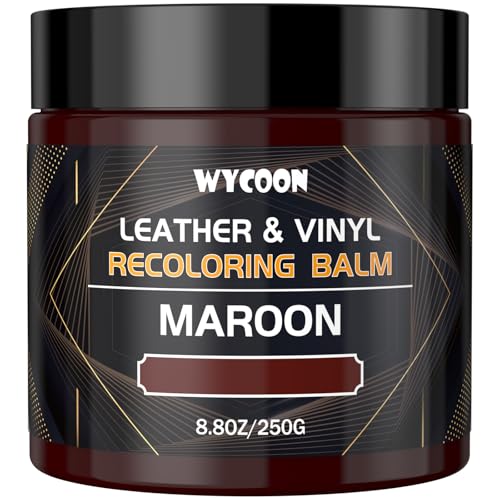 WYCOON Kit Riparazione Pelle Borgogna - Tintura Liquida, Vernice e Crema Colorante per Divani, Mobili, Sedili Auto, Scarpe, Giacca| Ripristina Pelle Graffiata e Sbiadita