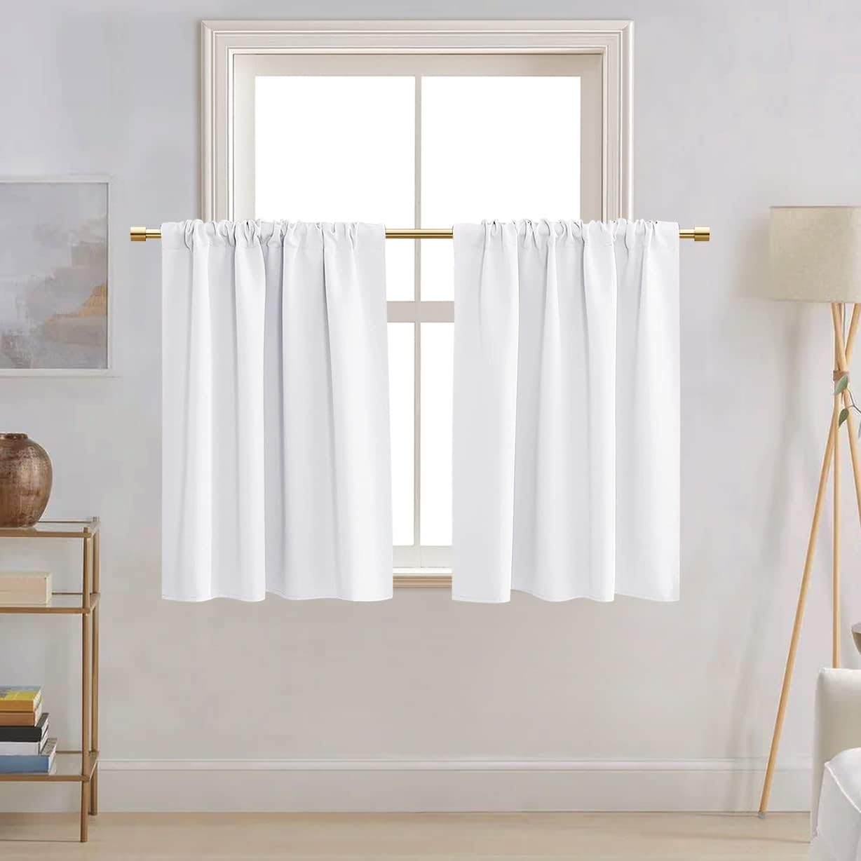 Amazon.com: PANELSBURG White Short Bathroom Window Curtain,2 Panels Set ...