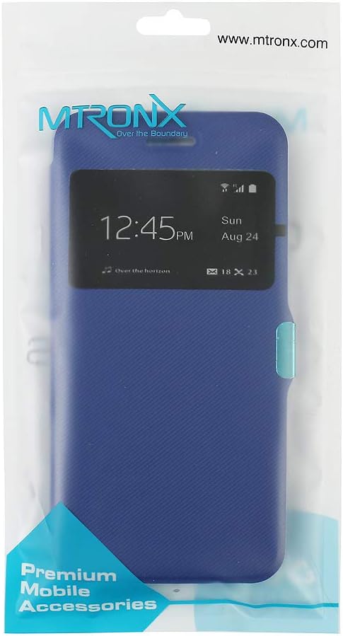 S6 Case, Galaxy S6 Case, MTRONX Window View Magnetic Closure Twill PU Leather Ultra Folio Flip Slim Case Cover for Samsung Galaxy S6 - Blue(MG1-BU)