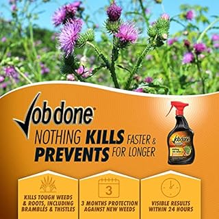 Job Done 86600140 Tough Weedkiller, 1L - Strong Fast Acting Weedkiller for Killing Tough Weeds and Roots - Systemic Garden Weed Killer with 3 Months Protection - Controls Brambles, Nettles and More