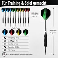 WayArrival Dartpfeile Metallspitze 24g, 12 Steeldart Pfeile Set – Ansicht 9