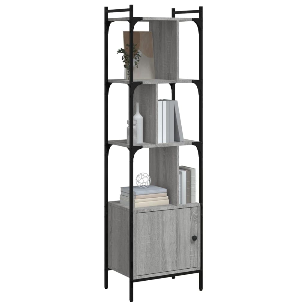 INLIFE Librería con puerta gris Sonoma 44,5 x 30 x 154,5 cm, material de madera, 18,7 kg, 833356