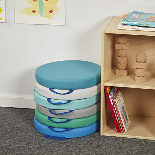 Image of Factory Direct Partners SoftScape 15 inch Round Classroom Floor Cushions with Handles; Flexible Seating for Daycare, Preschool, Playroom; 2 inch Thick Deluxe Foam (6-Piece) - Contemporary, 11232-CT