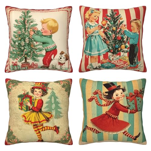 Worltoldb Throw Pillow Covers Set of 4 Winter Xmas Decorative
