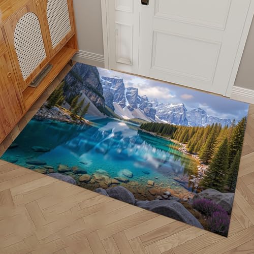Tapis de sol absorbant et durable 60x90 lavable en machine turquoise