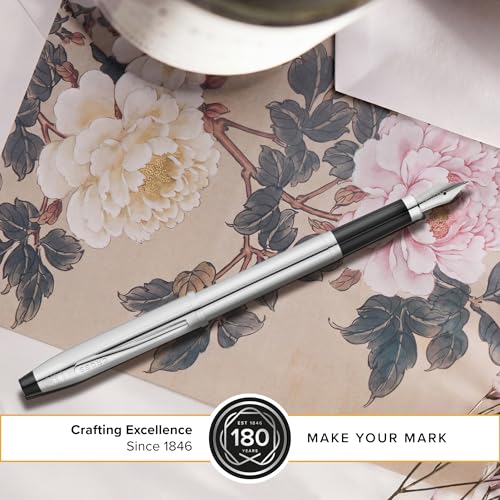 Image of Cross Century II Lustrous Chrome Refillable Fountain Pen - Medium Point, Black Ink, Presented in a Luxury Gift Box