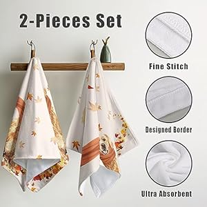 Fall Funny Dog Hand Towels for Bathroom 2Pcs Autumn Maple Leaves Kitchen Towel Golden Retriever Dog Dish Towels Soft Absorbent Bath Towel for Thanksgiving Farmhouse Decor 144 x 283 Inch