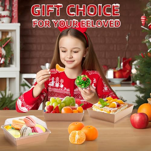 YTAXZ 100 Pack Small Paper Charcuterie Boxes with Clear Lids, Square Disposable Food Containers with Lids for Desserts, Sandwich, Sushi, Cake Slice and Strawberries