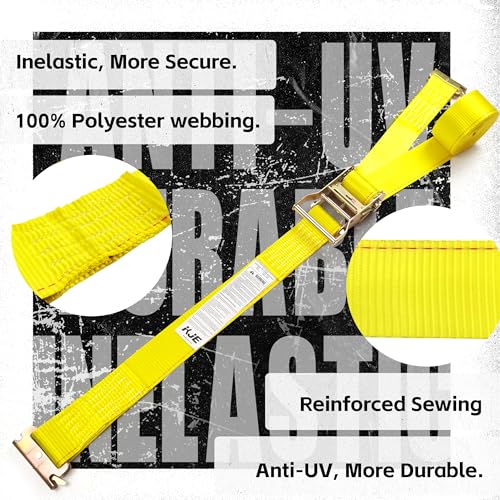 KJE 18 Pack E-Track Ratchet Straps, 2" x15' Heavy Duty Cargo Tie-Downs, 4500LBS Breaking Strength, Standard E Track Fitting Tie Down Ratcheting Strap for Cargo Vans, Trucks, Trailers by KJE - Image 4