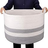 ✅Fácil de mover y llevar: diseñamos nuestra canasta de almacenamiento de cuerda de algodón con asas suaves y cómodas que le permiten llevarla fácilmente por su casa incluso cuando está llena hasta el borde.