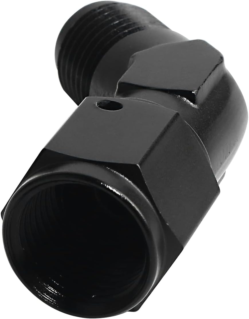 Automotive Fuel System Fittings 6AN Female to Male 45 Degree Hose Union Bulkhead Fuel Adapter Forged Elbow Swivel Hose Connector Alumiunm Black Anodized 2PCS