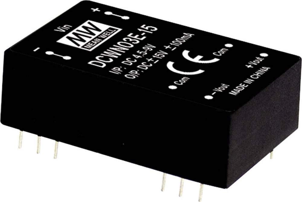 Convertisseur CC Mean Well DCWN03E-05 3W 300 mA double sortie pour alimentation DC