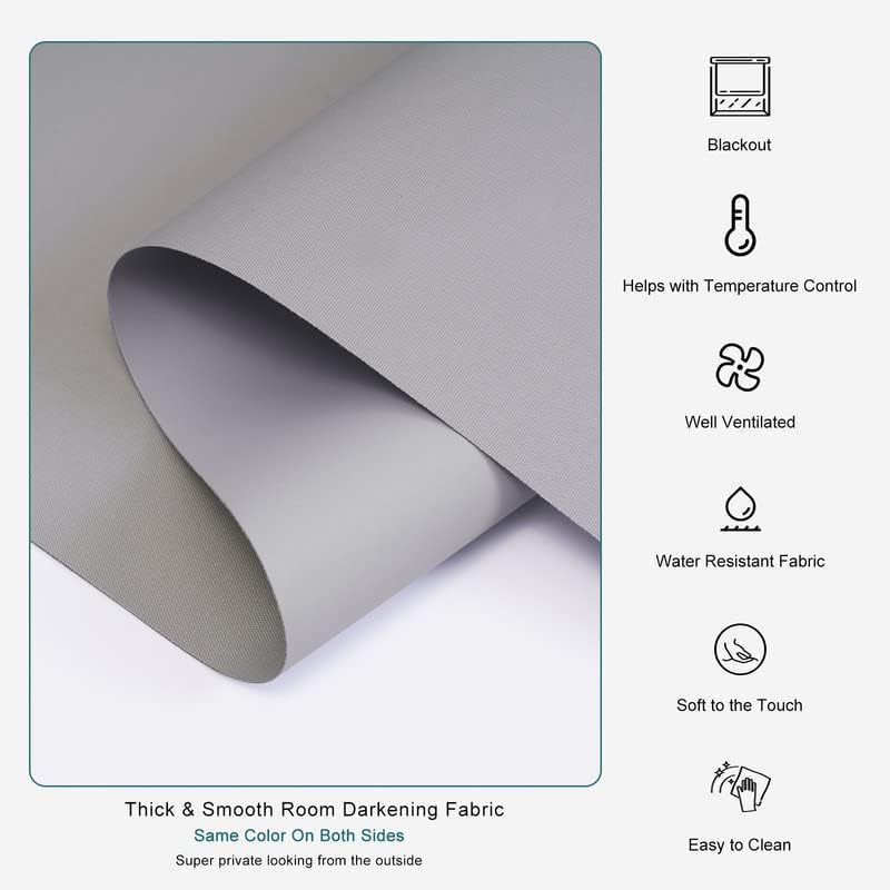 Miniatura 3 de Changshade Persiana enrollable de tela sin cordón, persianas de bloqueo de luz para ventanas con aislamiento térmico, protección UV, persianas