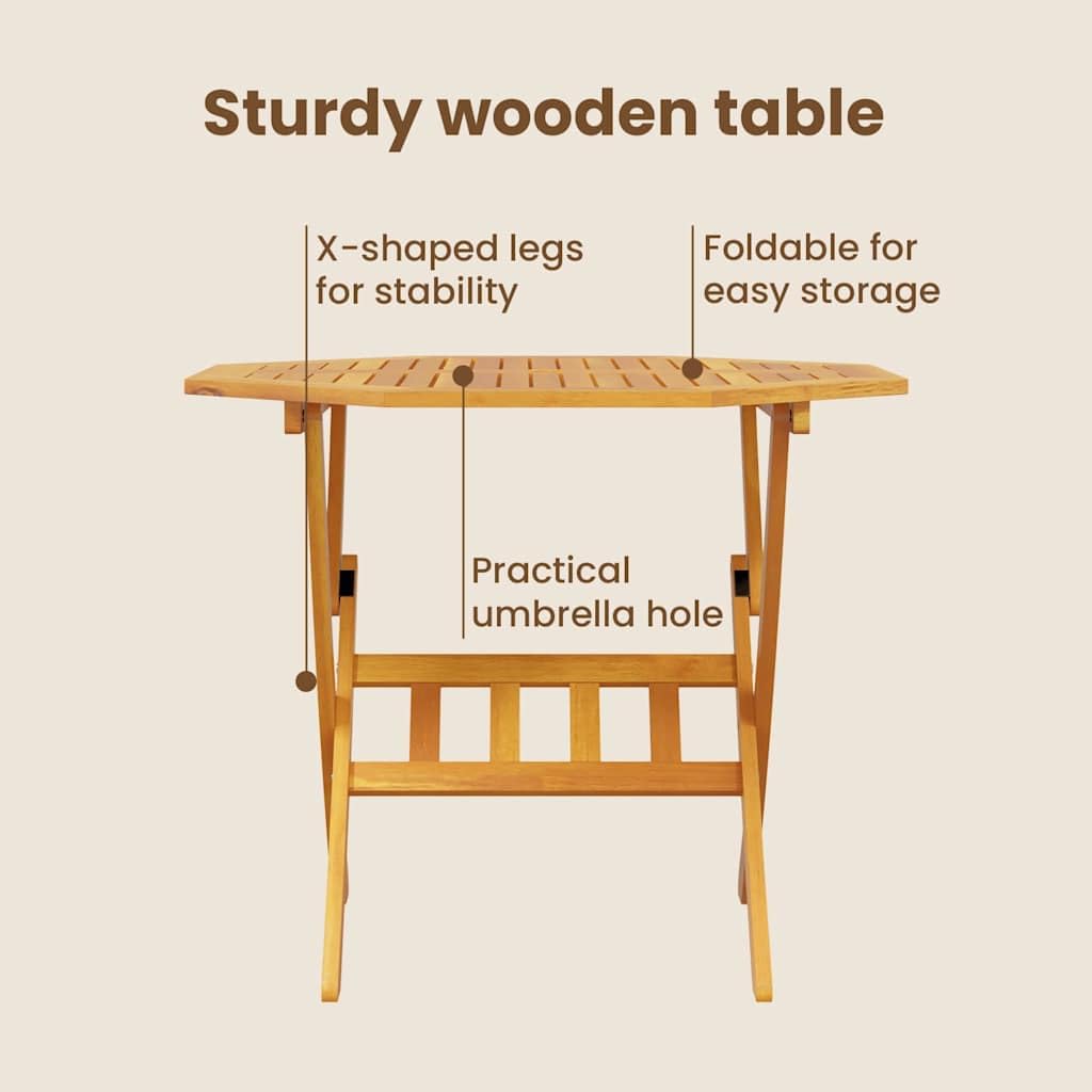 vidaXL Set da Pranzo per Giardino 5 pcs Marrone, Set da pranzo all'aperto, tavolo in acacia rustica, arredo giardino e terrazza, posti resistenti alle intemperie