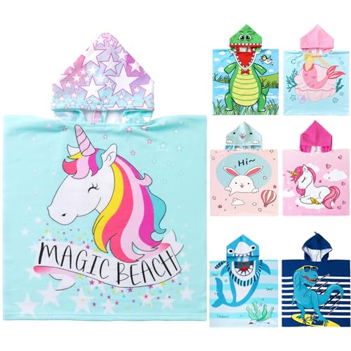 Image of NovForth Kids Beach Towel for Boys Girls, Hooded Bath Towel Wrap, Toddler Pool Towel with Hood