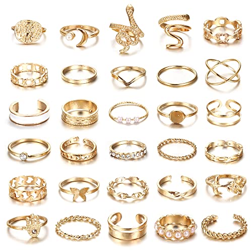 CASSIECA 30PCS Vintage Gold Knuckle Ringe Set Boho Schmetterlings Schlange...