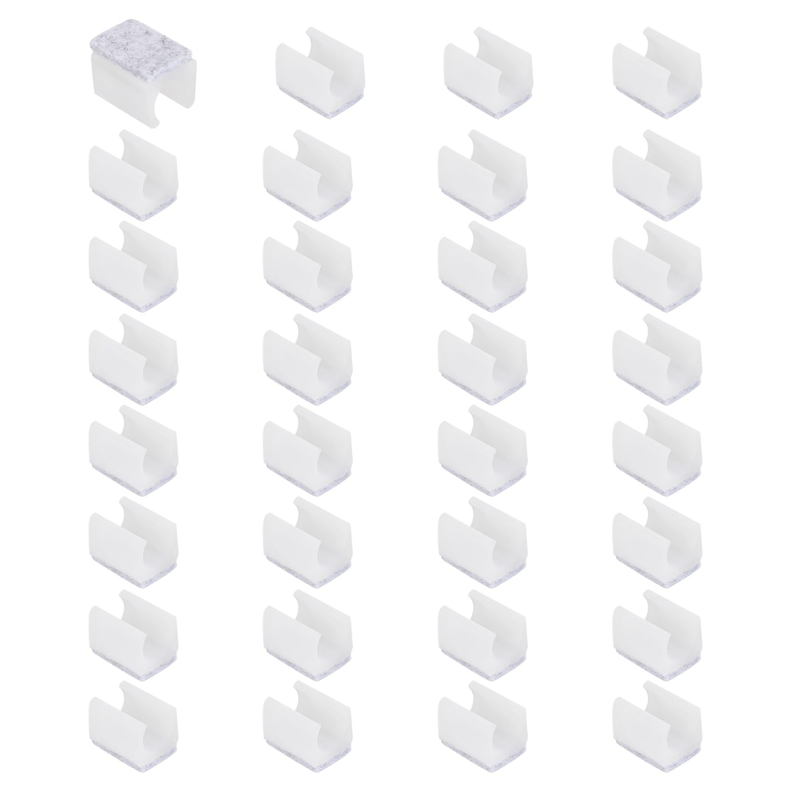 sourcing map 32 Pcs Rectangle U Shaped Chair Leg Caps with Felt Pads, Fit 16mm Dia Tubular Legs, Slide Smoothly Furniture Feet Protectors No Scratches No Noise for Hardwood Floors, White