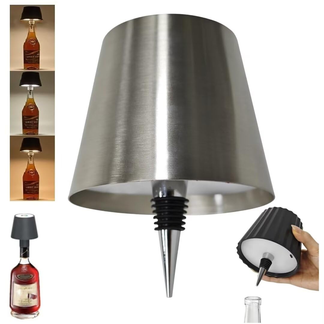 Pridola Wireless Bottle Lamp, LED Wine Bottle Lamp, RGB/3 Color Stepless Dimming Pridola Bottle Lamp, Touch Control Wireless Bottle Lampshade, Rechargeable Wine Bottle Lights for Bars Restaurants