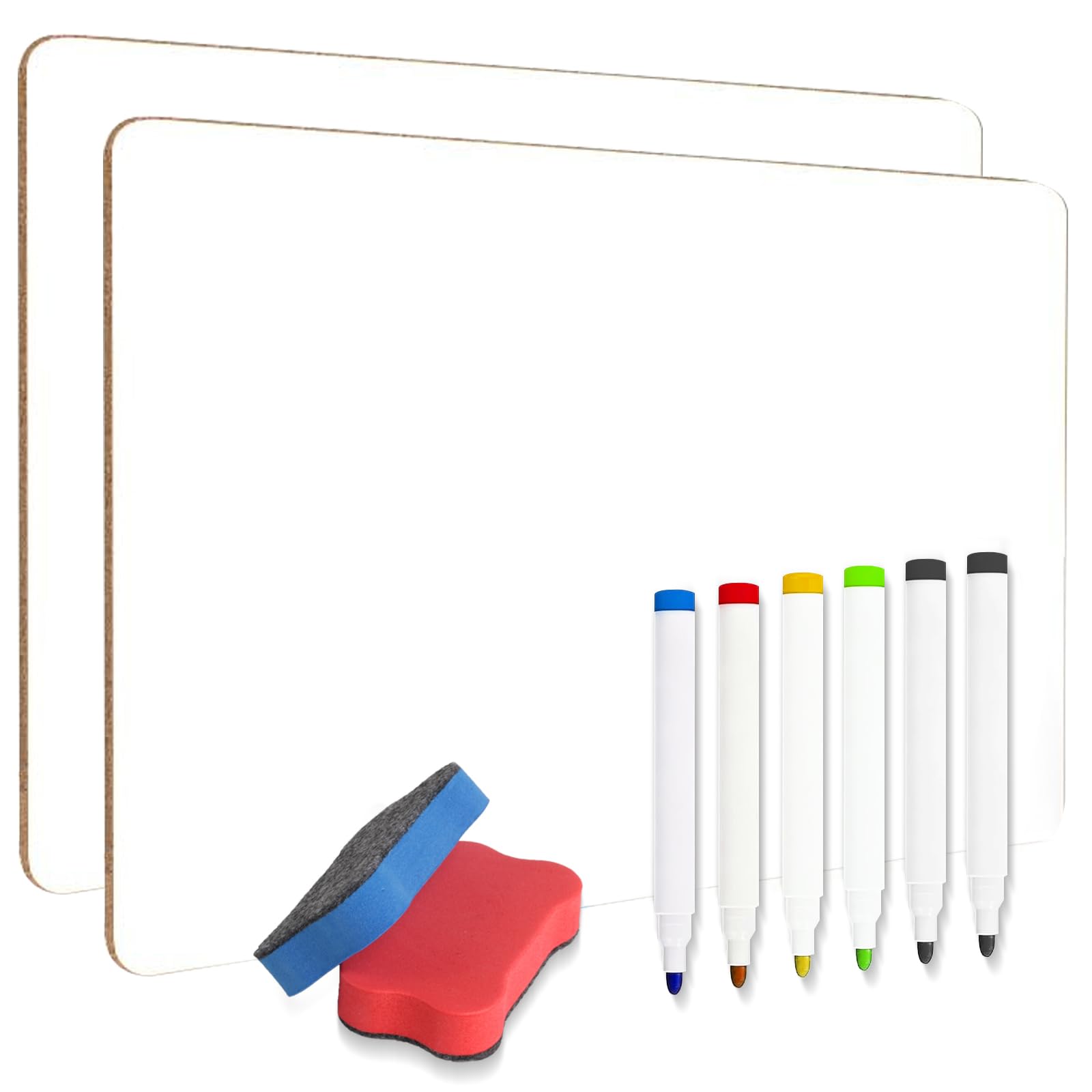 2 Piezas Pizarra Blanca, A3 Pizarra Blanca de Borrado en Seco de Doble Cara, Portátil Whiteboard, con 6 Pizarras Blancas de Rotulador y 2 Borradores para Aula, Hogar y Oficina