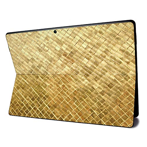 Image of MightySkins Carbon Fiber Skin for Microsoft Surface Pro X - Gold Tiles | Textured Carbon Fiber Finish | Easy to Apply, Remove, and Change Styles | Made in The USA