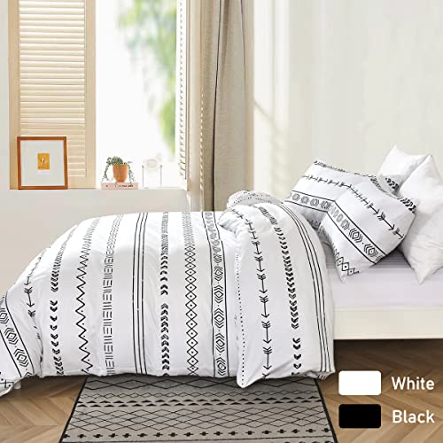 Linge de lit géométrique blanc 200x200 cm avec fermeture éclair - 3