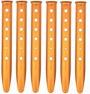 Ogrmar Aluminum Tent Stakes for Camping in Snow and Sand Tent Boating Hiking Backpacking Picnic Shelter Shade Canopy Outdoor Activity Pack of 6 (Orange, 6Pcs)