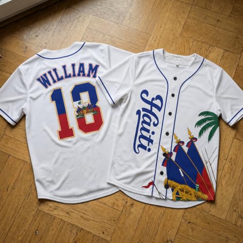 Custom Haiti Flag Baseball Jersey - Personalized Haitian Pride Shirt Name & Number - Men Women Softball Uniform Team Gift miniatura 4