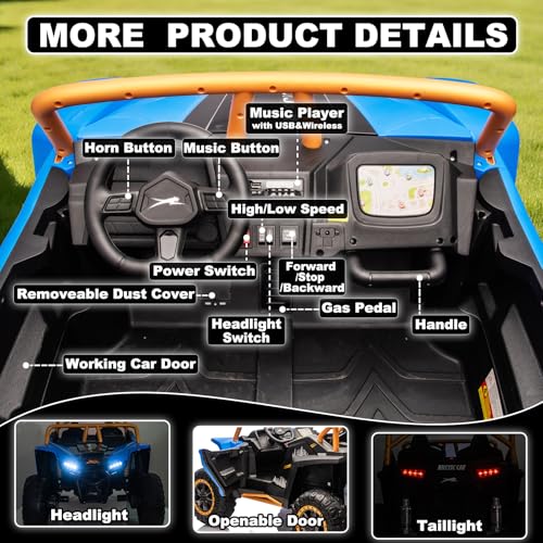 Image of NEWQIDA XXXL 24V Ride on Toys for Big Kids UTV Licensed Arctic CAT, Blue
