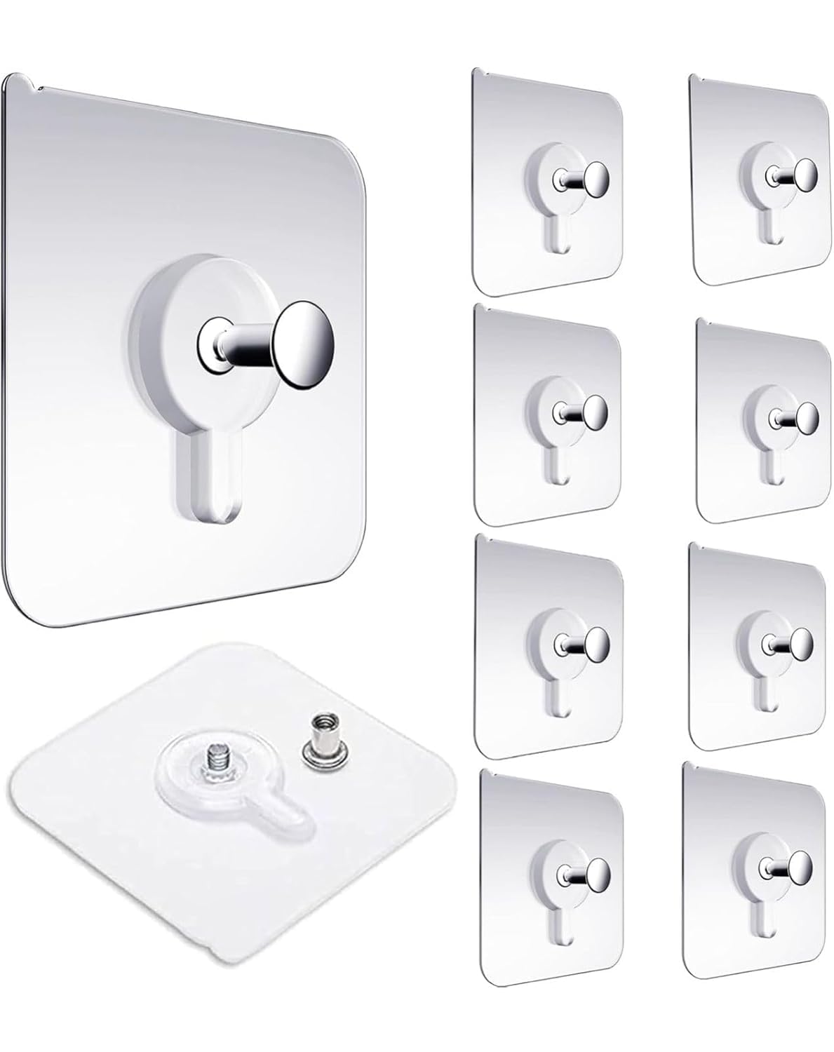 Photo Frame Hooks for Wall Without Drilling | Self Adhesive Nail Free Sticker Hooks, Heavy Duty Transparent No Drill Wall Hooks for Hanging Frames, Artwork & Clocks (Transparent, Pack of 20)-image-24