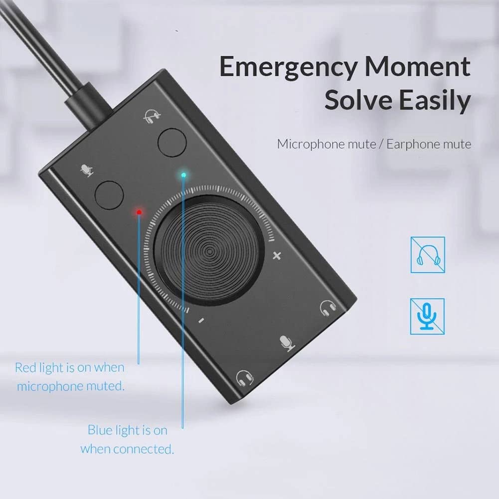 Scheda Audio USB Esterna Microfono Stereo Altoparlante Jack Audio per Cuffie da 3,5 mm Cavo Interruttore Regolazione Volume unità Libera