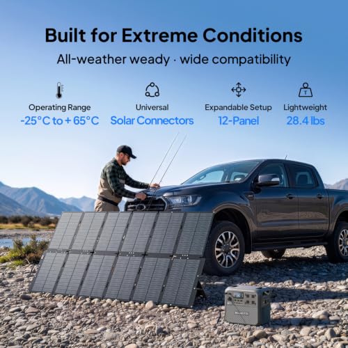 Image of BLUETTI 500W Portable Solar Panel, 25% High Efficiency, IP67 Waterproof | for Power Station Elite 300 /Elite 400 /Apex 300 with Adjustable Kickstand, Foldable Solar Power Backup for RV, Outdoor Camping