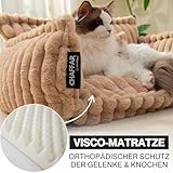 noviclass® Katzensofa Chaffar | Katzenbett Hundebett Hundesofa | Orthopädische Matratze | Moderner Stil | Cord-Design Größen (Kamel, M (80cm))