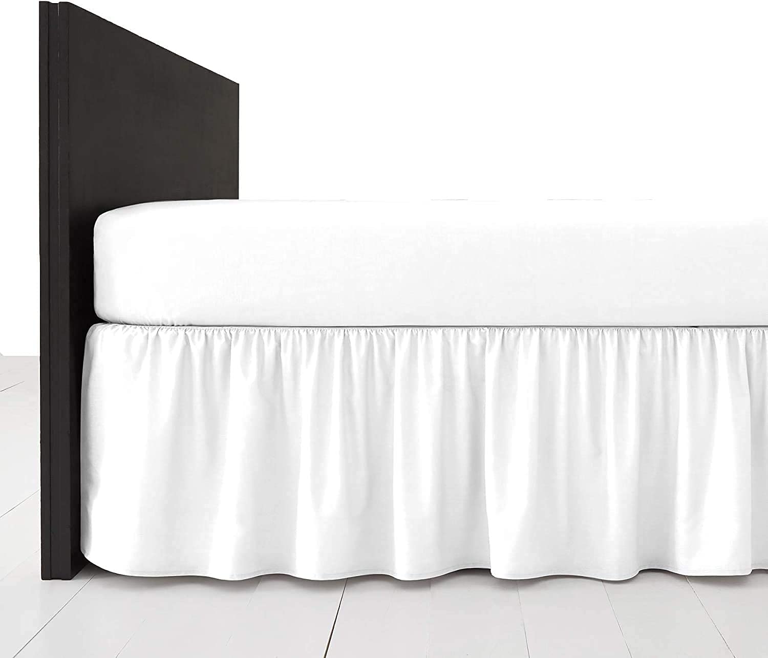 British Home Bedding - Plain Polycotton Extra Deep Frilled Bed Base Valance Sheet (White, Super King) โ image 1