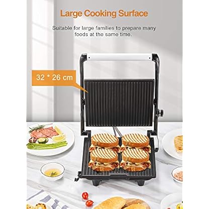 Kontaktgrill Panini Grill, Sandwichtoaster, 2000W Elektrische Tischgrills für Sandwiches, Steak und als Panini… – Bild 4