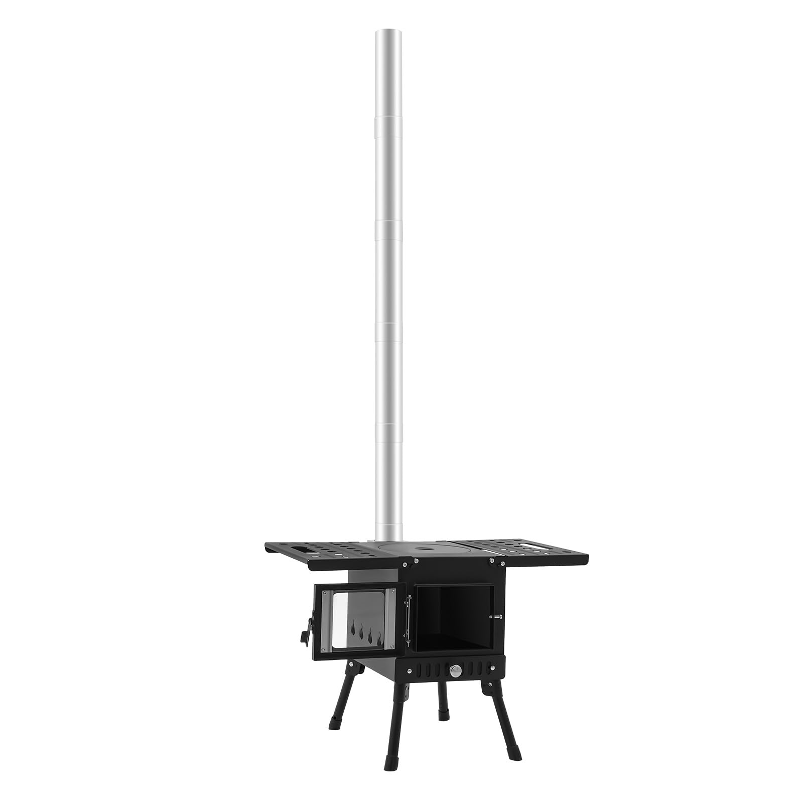 Estufa de tienda de campaña, estufa de leña portátil, estufa de camping, estufa de camping plegable, ideal para camping en la tienda, cocina al aire libre y actividades de jardín, color negro