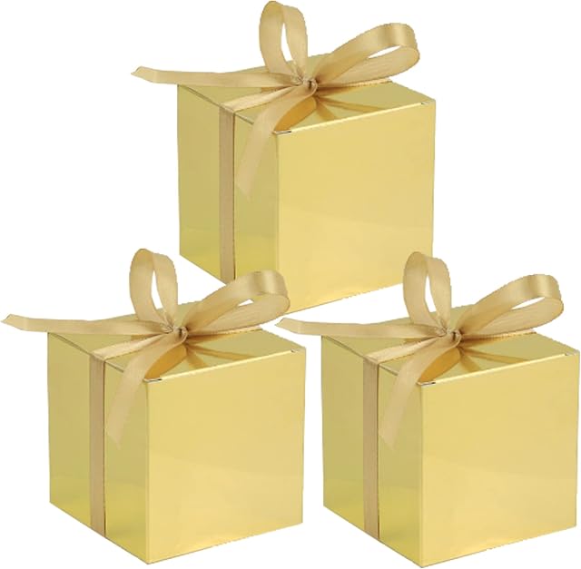 Allbusky 50PCS Square Paper Candy Boxes, Sweet Wedding Favour Boxes, DIY Party Gift Bags, Christmas Party Gift Boxes, Xmas Party Favour Boxes, Xmas Paper Candy Boxes, Party Packs Party Decorations