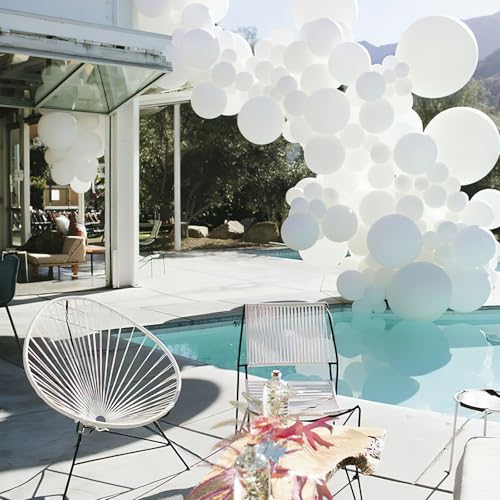 partywoo white balloons 140 pcs different sizes pack of 18 12 10 5 inch matte white latex balloon arch kit garland for wedding bridal graduation baby shower birthday party decorations white-y13