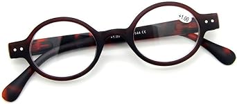 Agstum Designer Small round Oval Vintage Spring Hinge Reading Glasses Eyeglasses Readers +1.75, Brown frame with leopard temples