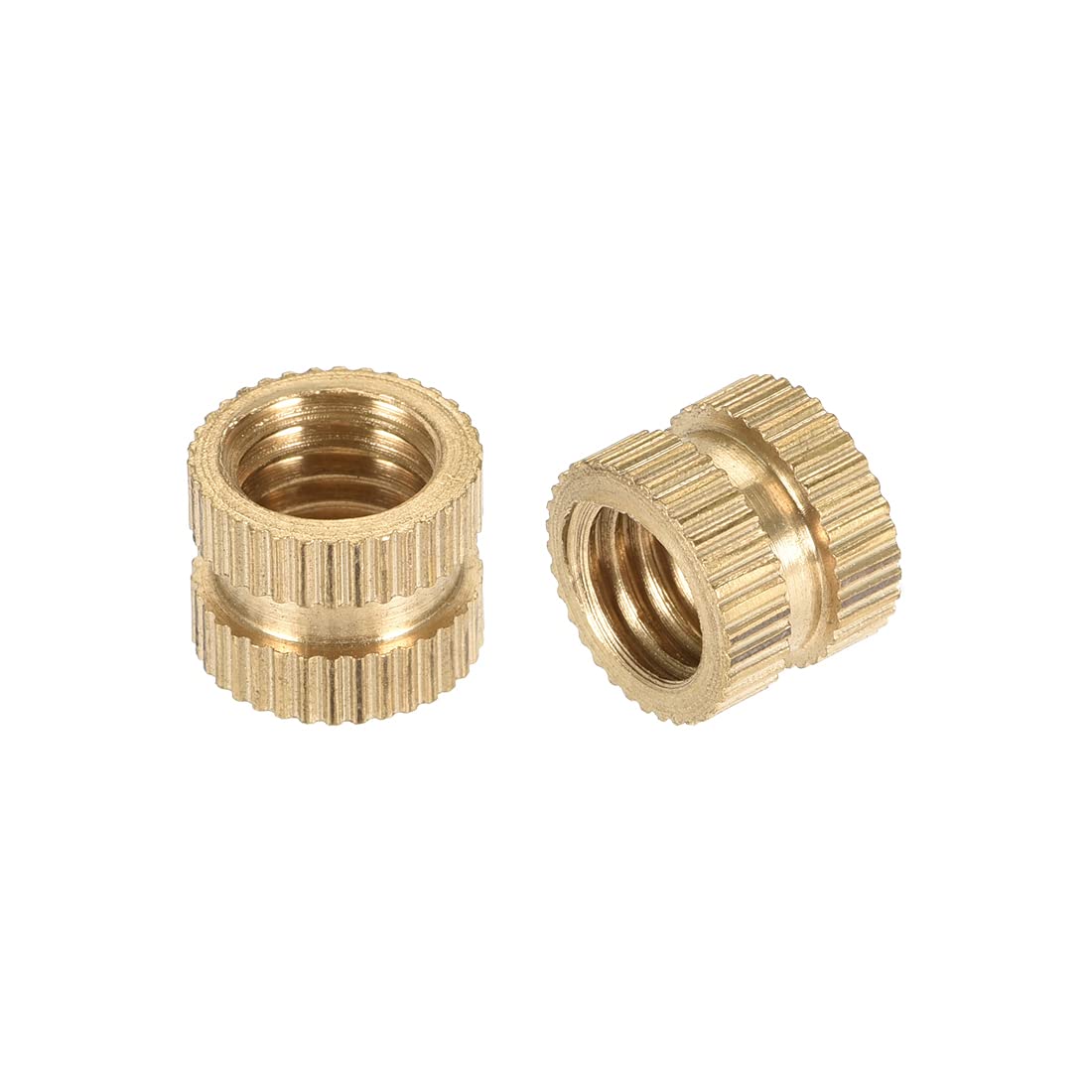 Knurled Insert Nuts, 5Pcs M8 x 8mm(L) x 10mm(OD) Female Thread Brass Embedment Nuts