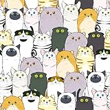 Wallercity Cat Wallpaper Stick and Peel Cartoon Animal Wallpapers Easy Peel Off Cats Wall Paper Removable Fun Wallpaper for Kids Self Adhesive Contact Paper for Nursery Cabinets Liners 17.5x102 Inch