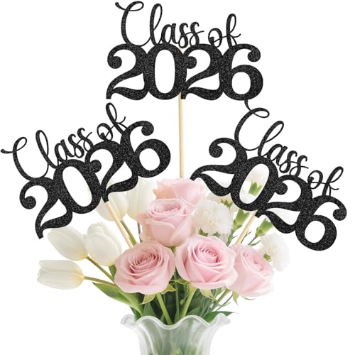 Image of Class of 2026 Decorations, 20Pcs Graduation Centerpieces for Tables, 2026 Graduation Table Decorations Grad Sticks Picks for Flower Bouquet Vases