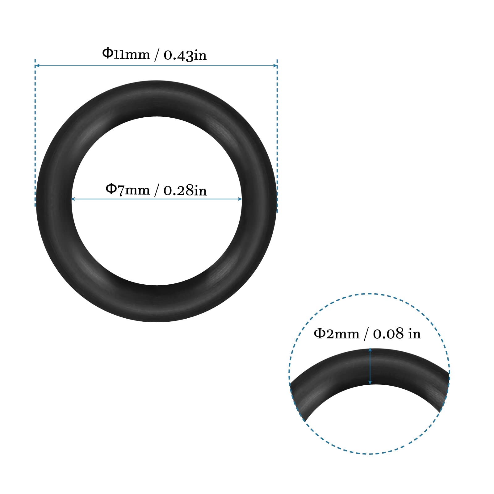 50 Juntas Tóricas De Nitrilo QUARKZMAN 11x7x2 Mm – Resistentes A Aceites Y Agua, Ideales Para Grifos, Plomería Y Reparaciones Hidráulicas