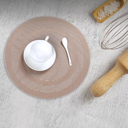 Set de table circulaire tissé champagne 38 cm par 4 pour table de cuisine - 3